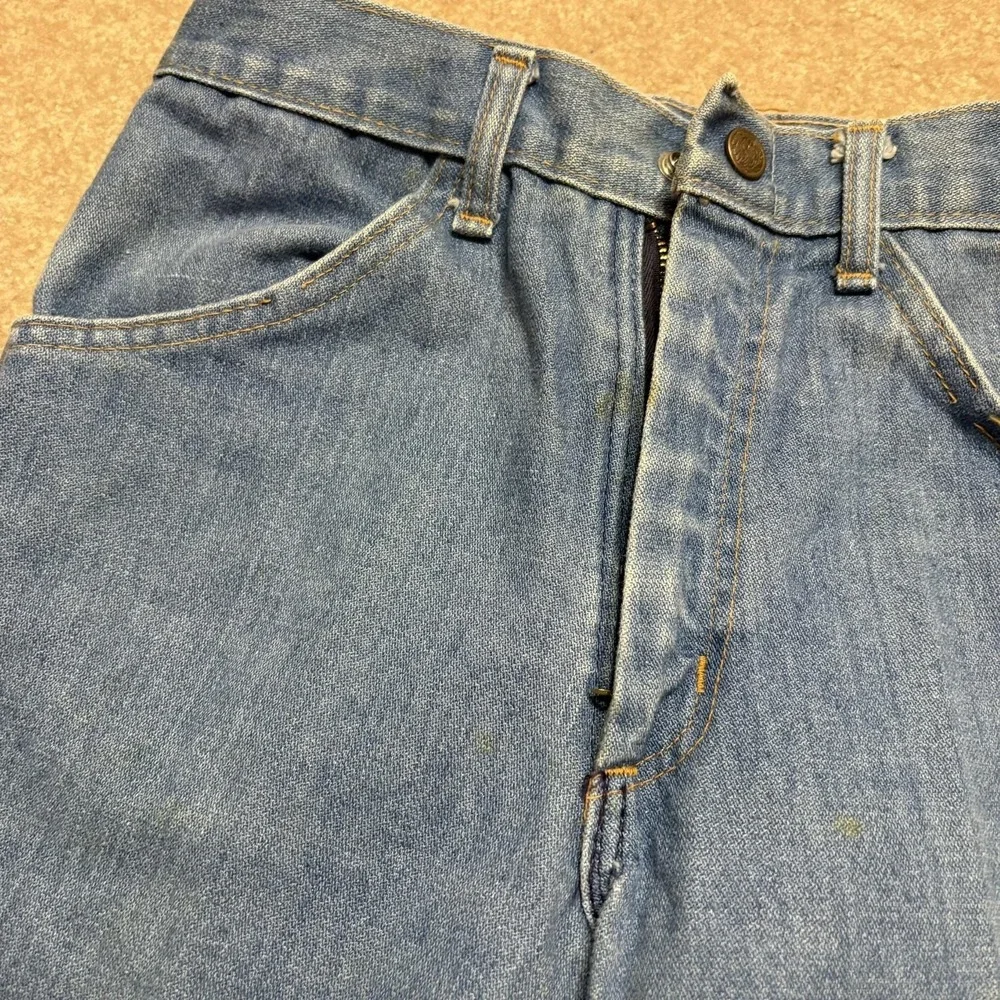 Vtg 70s Bell Bottom Jeans‎ Womens 26x28.5 Blue High Rise Flare Leg Denim Scovill